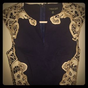 Navy Blue & Vintage Lace Dress